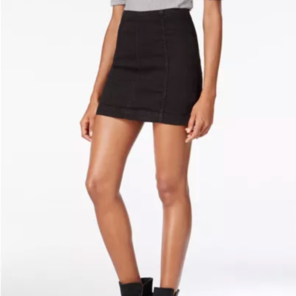 Free People Black Denim Mini Skirt